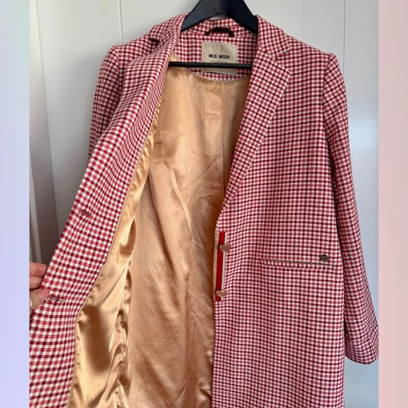 Mos Mosh Checkered Red Long Blazer – Size 42 - Picture 9 of 10